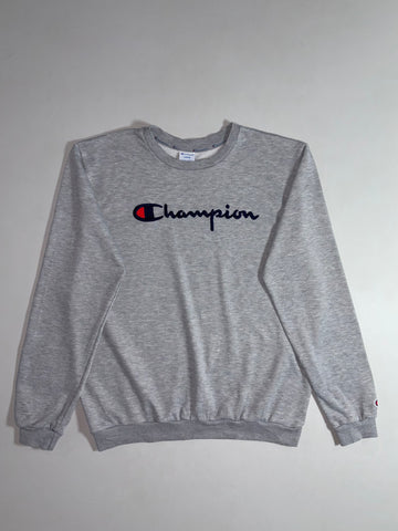 Champion Script Logo Crewneck Sweatshirt – Grey (L)