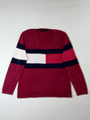 Tommy Hilfiger Flag Logo Sweater  Burgundy Colorblock (L)