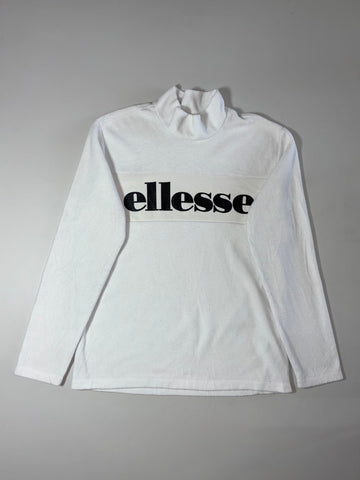 Ellesse Heritage | Mock Neck Fleece Logo Pullover – White | (M/ L)