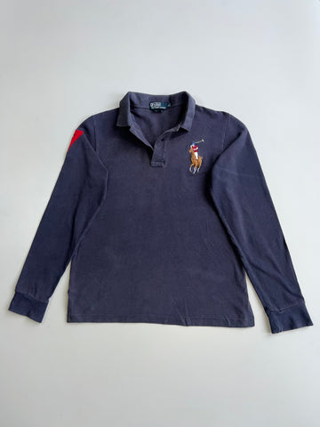 Polo Ralph Lauren Big Pony Multicolor Embroidered Long Sleeve Rugby Polo Shirt Navy Size (L)
