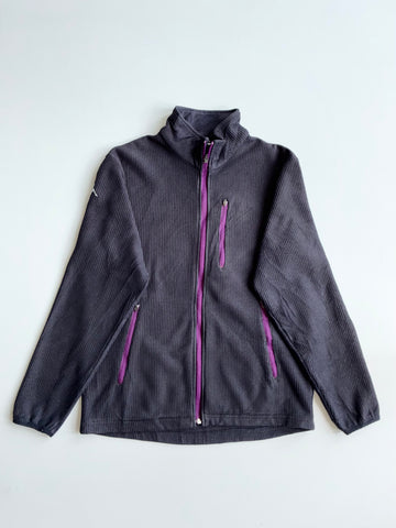Kappa Black Grid Fleece Full Zip Jacket – Purple Zip Details – (S/M)