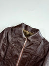 Vintage Dark Brown Leather Pintuck Fitted Zip-Up Jacket Women’s (S)