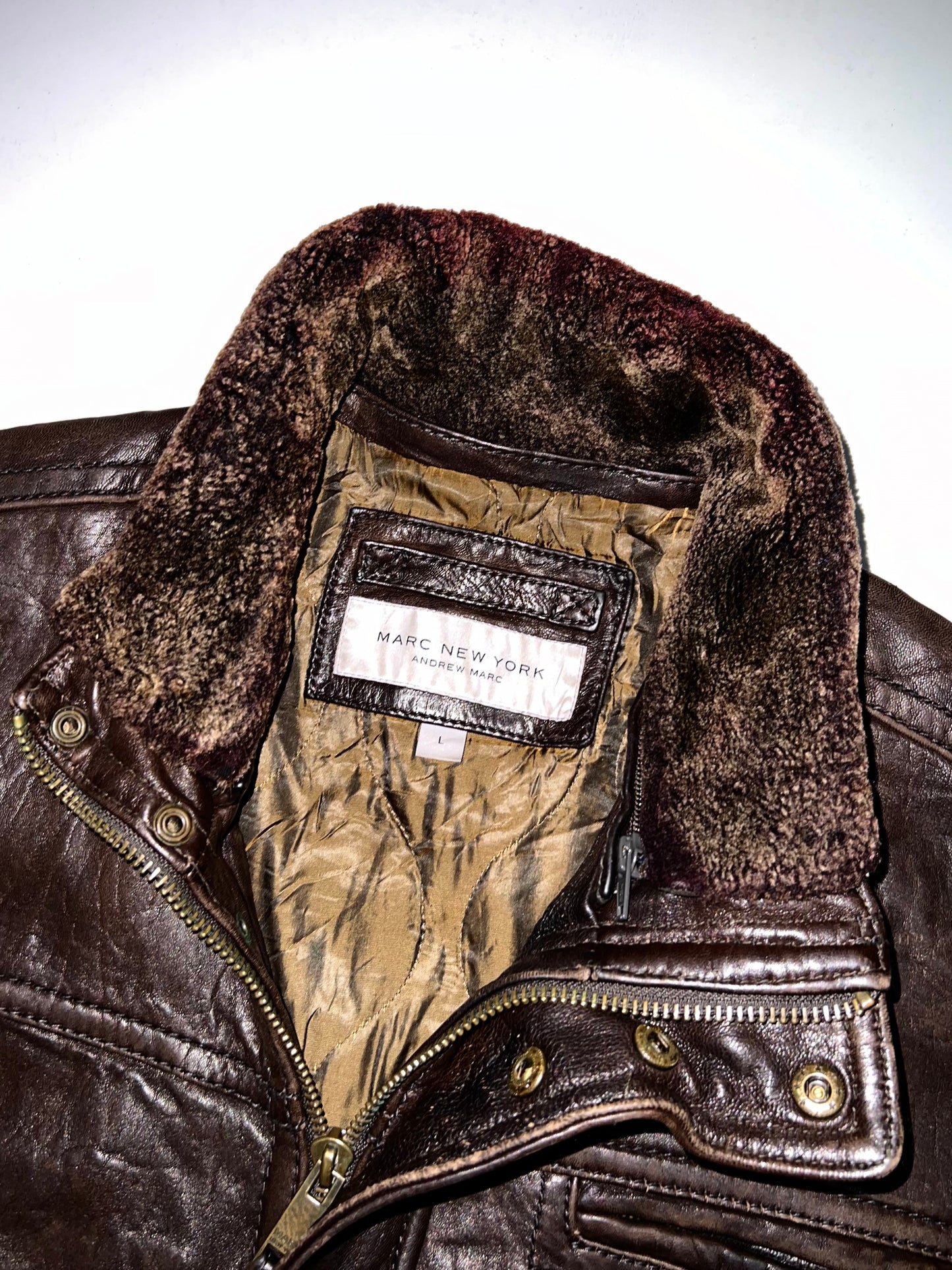 ZSuper Premium Marc New York Original Leather Jacket Heavy brown vintage (L)
