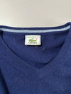 Vintage 90s Lacoste Made in France Navy V-Neck Sweater (XL)