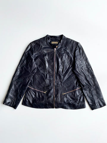 Danier Quilted Leather Moto Jacket – Navy woman’s (L)