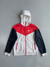 Nike Windrunner Hooded Jacket | White Red Black | Colorblock | (L)