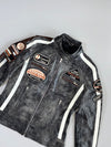 Vintage American Classic Distressed Leather Moto Racing Jacket (S)