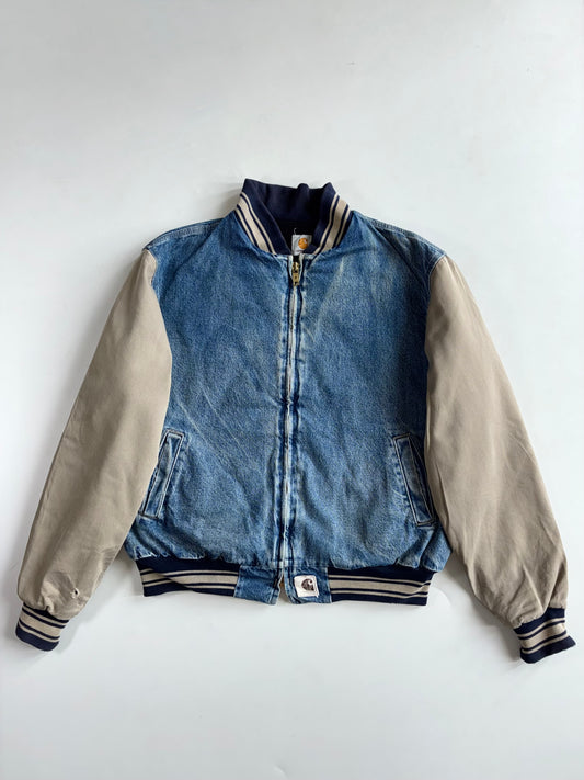 Vintage 90s Carhartt JQ0198 Santa Fe Denim Baseball Jacket – Darkstone (2Xl/3Xl)