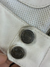 Vintage Armani Jeans White Perforated Leather Café Racer Biker Jacket (L)