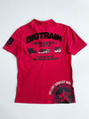 Y2K Big Train Japanese Biker Patch Polo Shirt Red  (L)