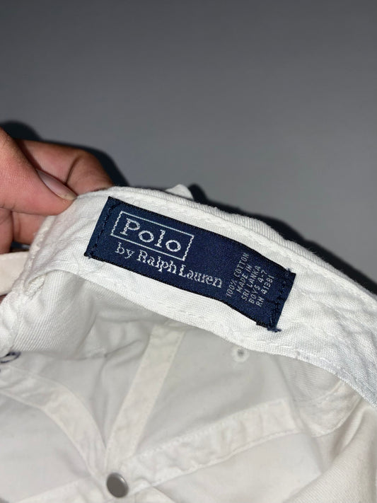 Polo Ralph Lauren Cap – White with Navy Pony (Adjustable)