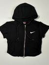 Nike Vintage Swoosh Short Sleeve Full-Zip Hooded Sweatshirt Women's – Black (XXS)