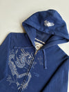 Vintage Roots Navy Blue Dragon Graphic Zip-Up Hoodie (S)