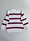 Tommy Hilfiger Striped Crest Logo Crewneck Sweater – White (S)