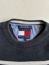 Vintage 90s Tommy Hilfiger Navy & White Striped Knit Sweater – Made in Hong Kong (M)