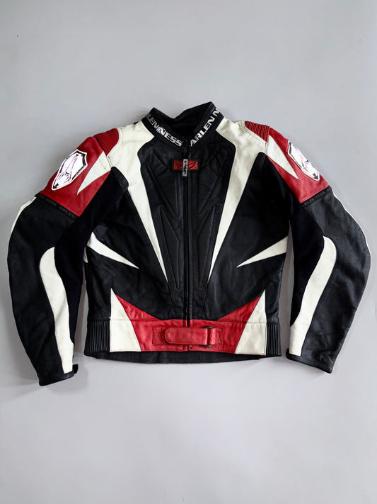 Arlen Ness Riding Gare Vintage Leather Motorcycle Racing Jacket (M)