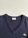 Vintage 80s Lacoste Navy V-Neck Wool Sweater – Made in France (M/L)
