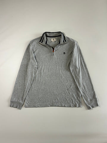 Timberland Regular Fit Quarter-Zip Long Sleeve Polo Sweatshirt — Heather Grey |(M)