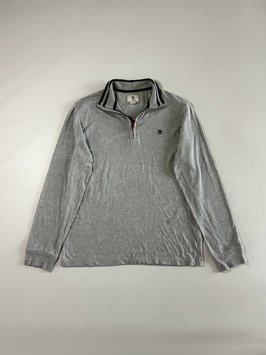 Timberland Regular Fit Quarter-Zip Long Sleeve Polo Sweatshirt — Heather Grey |(M)