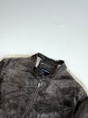 Vintage Le Frog Brown Suede Striped Racer Jacket (2XL)