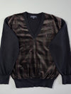 Vintage 90s YSL Tricots Velour Panel Check V-Neck Sweater – (L)