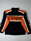 Vintage Y2K Harley-Davidson Black & Orange Embroidered Racing Jacket (XL)