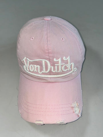 Y2K Von Dutch Distressed Pink Logo Cap (Adjustable)