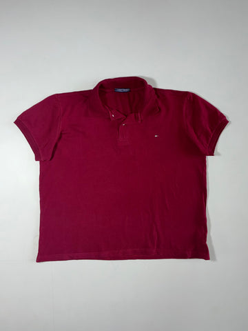 Vintage Tommy Hilfiger Burgundy Piqué Polo T-Shirt – (XL)