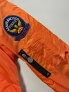 Vintage USS Enterprise Patch Flight Bomber Jacket with Fur Collar – Orange (XL)