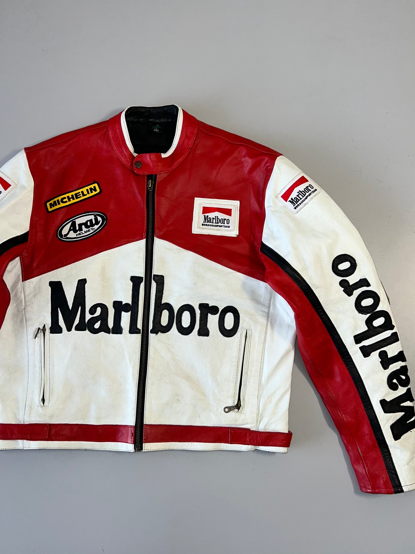 !                                                                                                                                                                                 Marlboro RARE F1 Racing Jacket in Ultra Premium Pure Leather (SUPER RARE) (L)