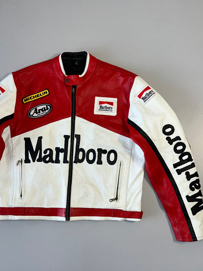 !                                                                                                                                                                                 Marlboro RARE F1 Racing Jacket in Ultra Premium Pure Leather (SUPER RARE) (L)