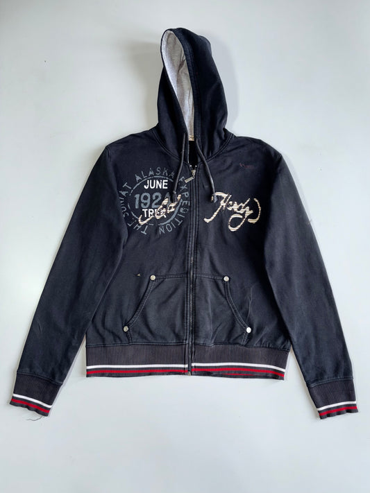 Vintage Ed Hardy Velour Zip-up Skull Printed Hoodie (M)