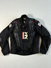 Ghost Racing Leather/Textile Hybrid Motorcycle Jacket Black/Red/White, CE Armour,Back Hump, Padded (S)