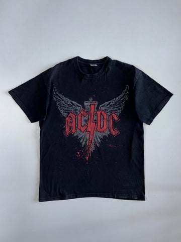 AC/DC Wings & Lightning Bolt Graphic Band Tee Faded Black (L)