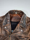 Vintage 90s Classic Gear Distressed Brown Leather Biker Jacket (XL)