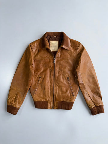 Oakwood Tan Leather Bomber Jacket (S)