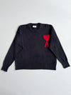 Ami Paris Ami de Coeur Navy Knit Sweater | Size (XL)