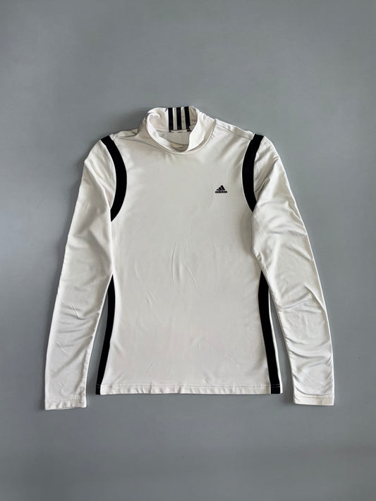 Adidas Vintage 3-Stripe Mock Neck Long Sleeve Base Layer White/Black (S)