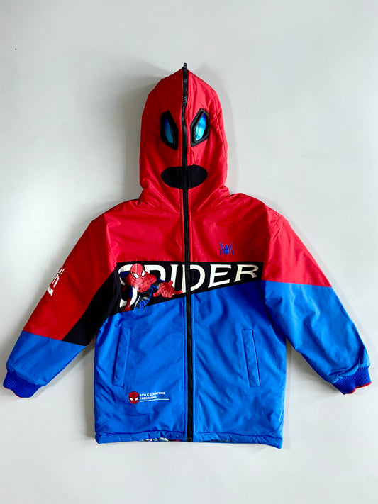 Spider-Man Kids Hooded Windbreaker Jacket with Mask Hood & Graphic Lining (S)