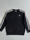 Adidas Essentials Three-Stripe Crewneck Sweatshirt in Black (L)