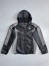 Adidas 3-Stripes Black & Grey Hooded Windbreaker Jacket S/M