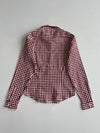 Tommy Hilfiger Gingham Check Button-Up Shirt – Maroon/White – (XXS)