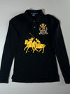 Ralph Lauren Sport Big Pony Triple Crown Crest Long Sleeve Polo – Black/Gold women's (XS)