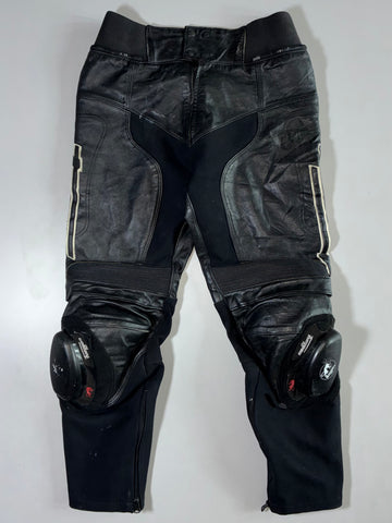 Furjgan Black Pure Leather Motorcycle Pants With Sliders (W:32|L:39)