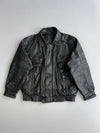 Vintage 90s Multi-Pocket Leather Bomber Jacket Belted Hem Black (L/XL)
