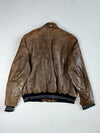 Andrew Marc Leather Bomber Jacket – Brown – Striped Rib Collar – (XL)