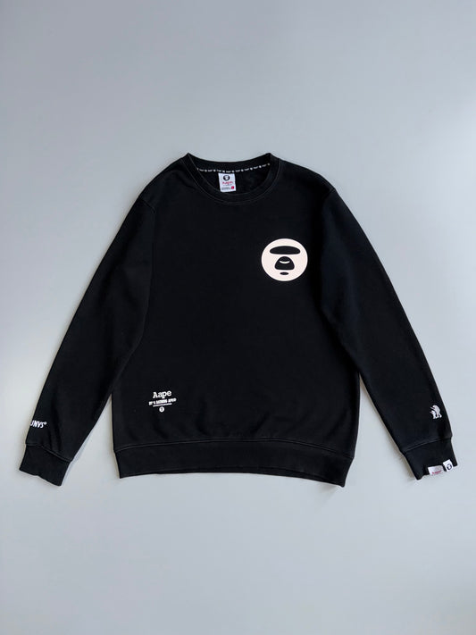 AAPE by A Bathing Ape | Moonface Reflective Logo Crewneck Sweatshirt (M)