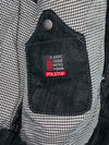 Folstop Distressed Black Leather Knit-Collar( Detechable Collar) Biker Jacket (XL)