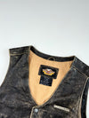 Harley-Davidson Distressed Black Leather Biker Vest with Side Lacing (L)
