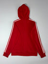 Adidas | Red 3-Stripe Zip Hoodie (S)